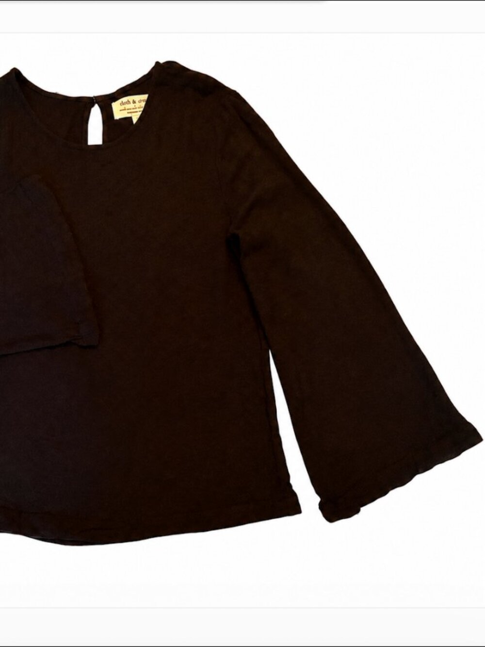 Cloth & Stone Anthropologie Womens L Black Bell Sleeve Top Boho Romantic Goth